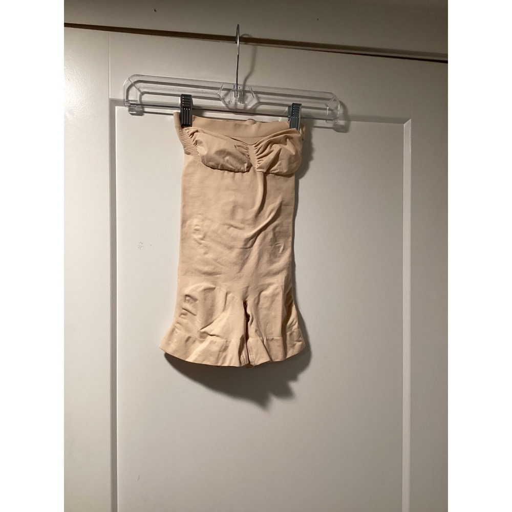 SKIMS Seamless Sculpt Mid Thigh Bodysuit Sand Beige Strapless Shapewear Small